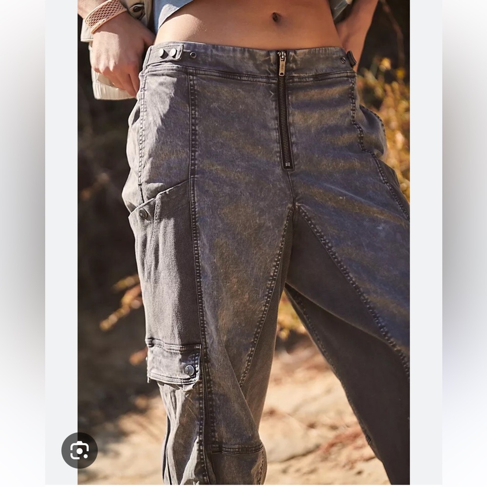 FP Movement by Free People Washed Gray Cargo Jumpsuit Pants